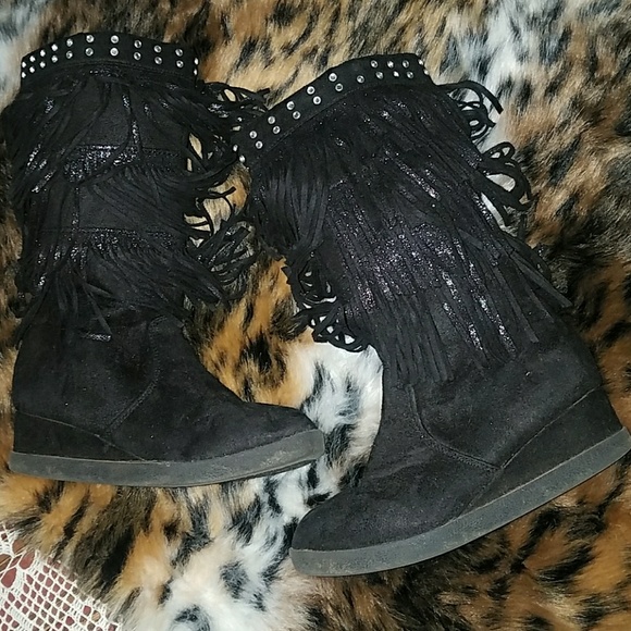 Justice size 2 fringed boots glitzy - Picture 4 of 5